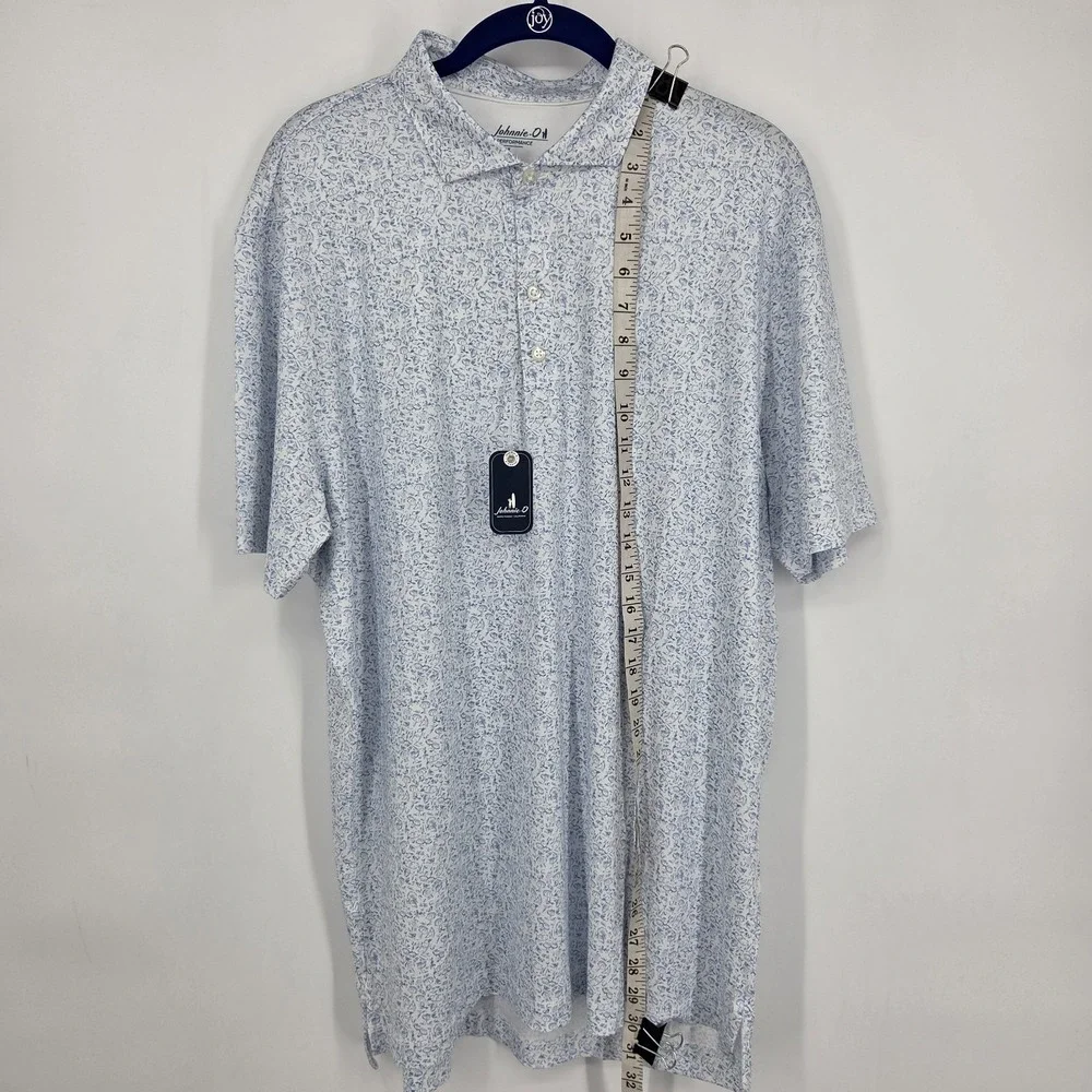 NEW Johnnie-O Boggings Beach AOP Golf Polo Shirt Mens Large Palisades Blue NWT